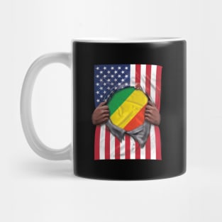 Republic Of The Congo Flag American Flag Ripped - Gift for Congon From Republic Of The Congo Mug